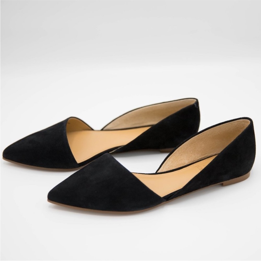 J. Crew Zoe Suede d'Orsay Flats Size 8 Black - Picture 2 of 16